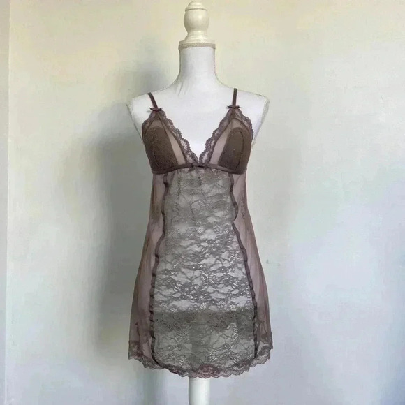 Victoria’s Secret dark grey lace lingerie dress. - Picture 1 of 3